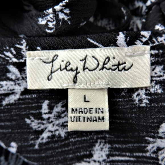 Black and White Camisole Top with Palm Tree Motif by Lily White - Picture 6 of 10